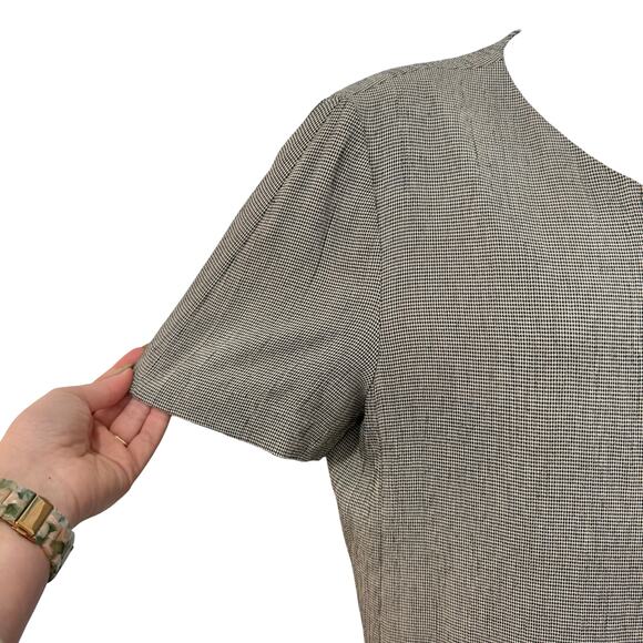 Vintage 80s Gray Black Houndstooth Boomerang Button Blouson Dress size 12 - Picture 11 of 12